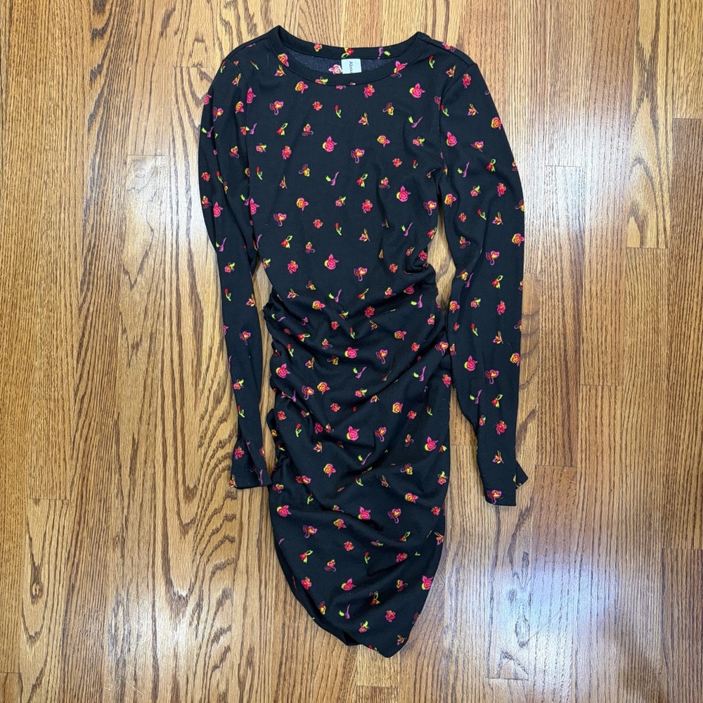 Abound Nordstrom Foral Ribbed Dress with ruched sides - Picture 5 of 9